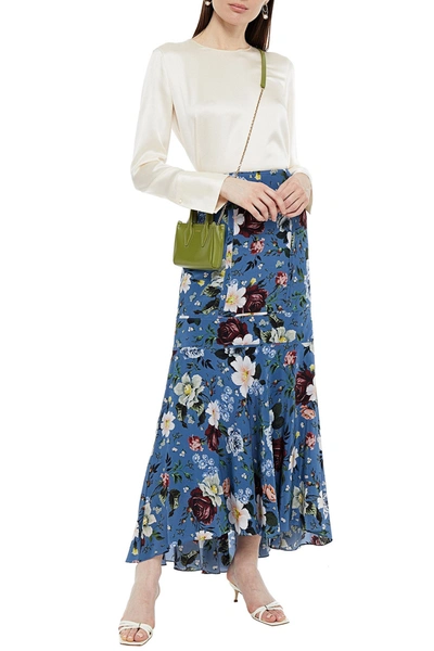Erdem Tallulah Floral-print Silk Crepe De Chine Maxi Skirt In Blue