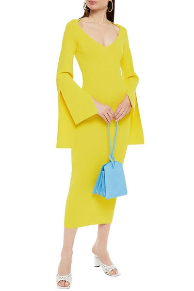 Solace London Mila Stretch-knit Midi Dress In Yellow | ModeSens