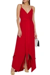 VALENTINO ASYMMETRIC BELTED SILK-CREPE GOWN,3074457345626375673