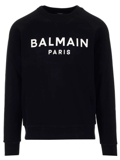 Balmain Sweatshirt With Printed Logo In Black