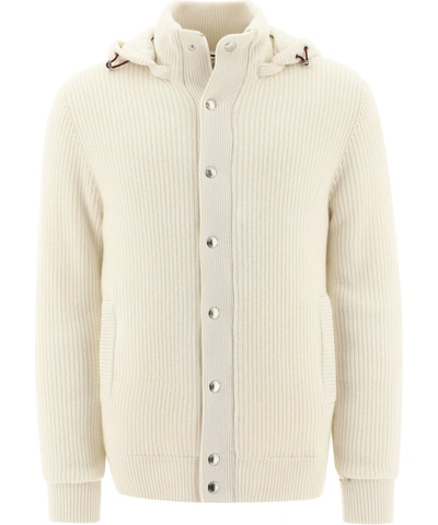Brunello Cucinelli Feather-down Cashmere Bomber Jacket In White