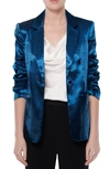 Cinq À Sept Kylie Hammered Satin Jacket In Lazuli