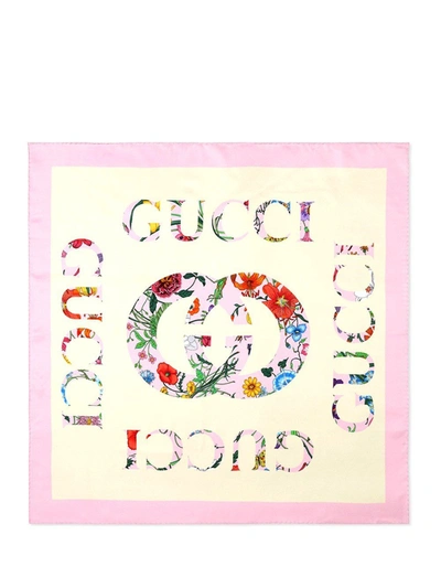 Gucci Flora Vintage Logo Print Silk Scarf In Printed