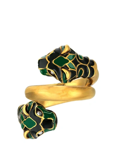 Gucci Tiger Head Enamel And Gold-toned Metal Ring