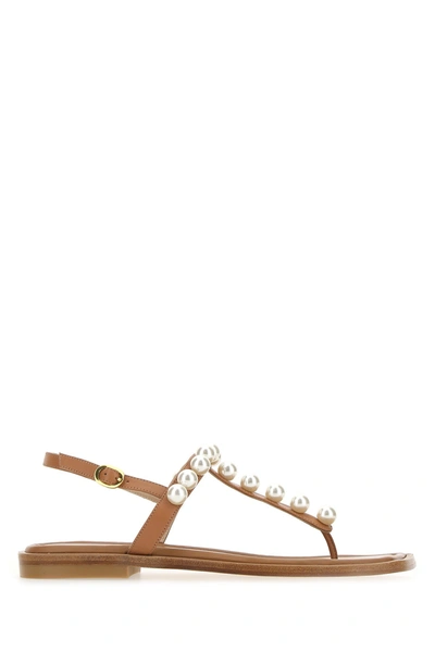 Stuart Weitzman Goldie T-strap Sandal In Brown