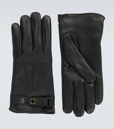 Alexander Mcqueen New Biker Leather Gloves In Black Silver