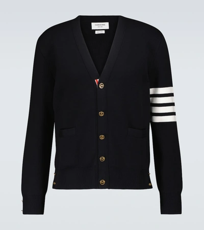 Thom Browne 4 Bar Sleeve V-neck Cardigan In Blue