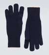 Brunello Cucinelli Contrast-trim Cashmere Gloves In Blue