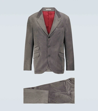 Brunello Cucinelli Cotton And Cashmere Corduroy Suit In Grey