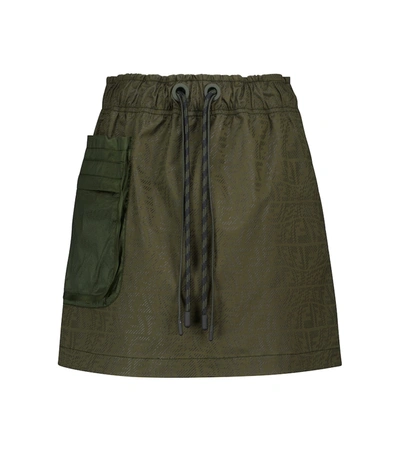 Fendi Ripstop-trimmed Printed Cotton-blend Canvas Mini Skirt In Green