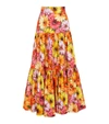 DOLCE & GABBANA FLORAL COTTON MAXI SKIRT,P00574894