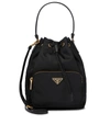 Prada Duet Patent Leather Bucket Bag In Black