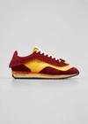 Palm Angels Men's Fringe Colorblock Runner Sneakers In Burgundy