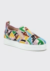 Fendi Multicolored Ff Embroidered Slip-on Sneakers In Rough Multicolor