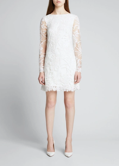 Tadashi Shoji Curzon Embroidered Shift Dress In Ivory