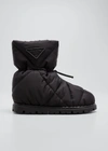 Prada Black Quilted Nylon Drawstring Ankle Boots In Nero