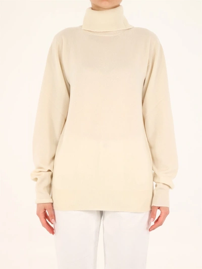 Jil Sander High-neck Knitted Jumper In Beige