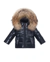 MONCLER GIRL'S FUR HOODED QUILTED JACKET,PROD242330155