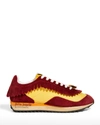 Palm Angels Men's Fringe Colorblock Runner Sneakers In Burgundy
