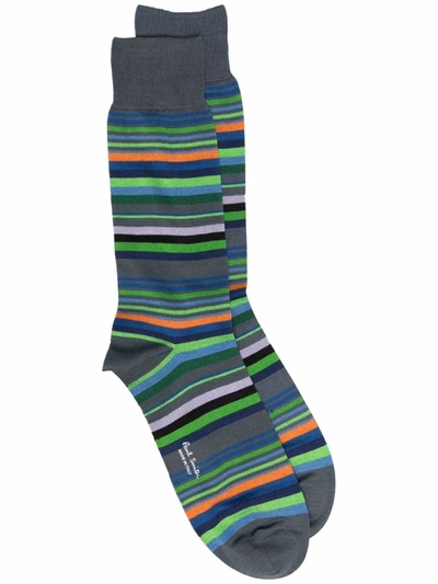 Paul Smith Striped Knit Socks In Grey