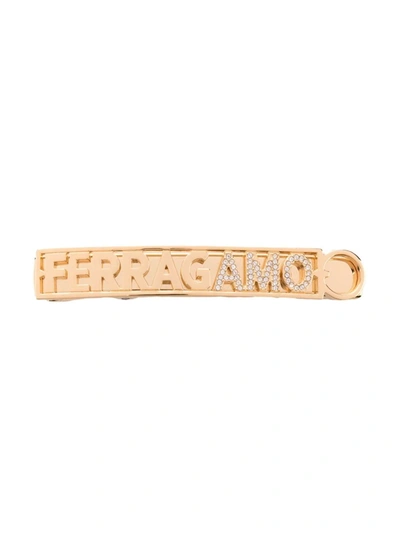 Ferragamo Logo Engraved Hair Clip In 金色