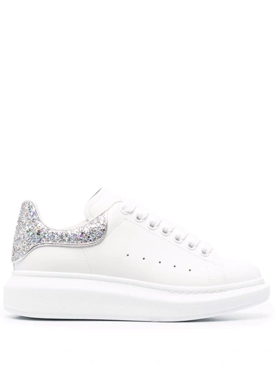 Alexander Mcqueen Oversized Glitter-counter Sneakers In White
