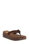 Volatile Neville Genuine Calf Hair Platform Flip Flop In Tan Leopard Calf Hair