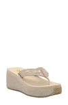 Volatile Frappachino Wedge Flip Flop In Off White Crocodile Print