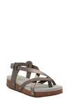 Volatile Engie Strappy Sandal In Pewter Metallic Faux Leather