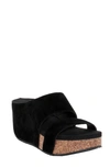 Volatile Remini Platform Wedge Slide Sandal In Black Suede