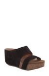 Volatile Remini Platform Wedge Slide Sandal In Brown Suede