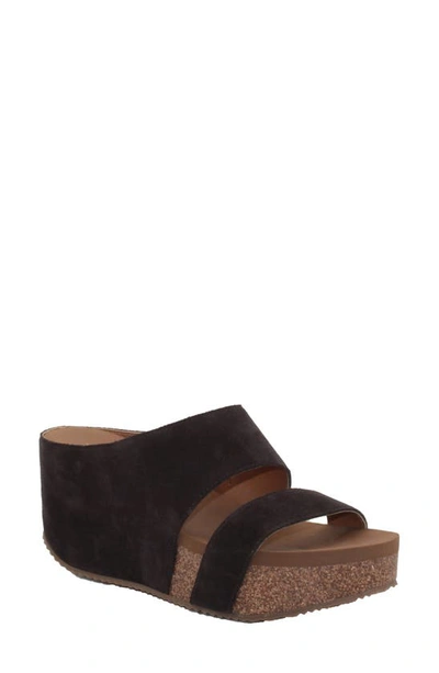 Volatile Remini Platform Wedge Slide Sandal In Brown Suede