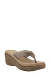 Volatile Tulane Platform Wedge Flip Flop In Natural Fabric