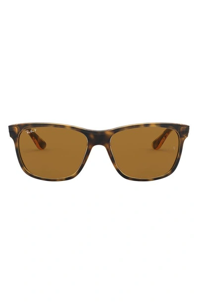 Ray Ban Wayfarer 57mm Polarized Sunglasses In Polarized Brown