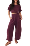 Free People Changing Tides Cotton Crop Top & Pants In Thunderclap