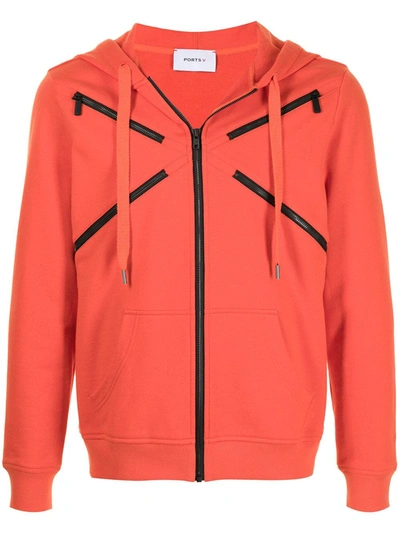 Ports V Zip-embellished Hooded Jacket In Orange