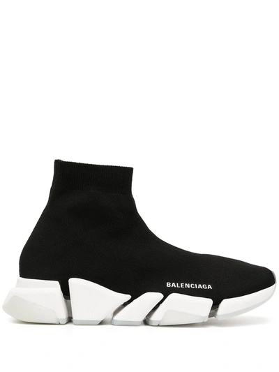 Balenciaga Speed 2.0 High-top Sneakers In Black White