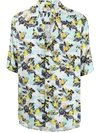 Sulvam Butterfly-print Button-up Shirt In Blau