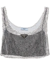 Prada Rhinestone-embellished Vest Top In Grau