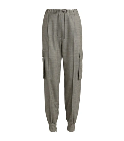 Max Mara Pianosa Wool-blend Tapered Cargo Pants In Nero Bianco