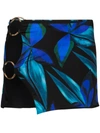 Louisa Ballou Orchid-print Ring-embellished Mini Skirt In Black