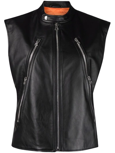 Mm6 Maison Margiela Double Zip-detail Sleeveless Jacket In Black