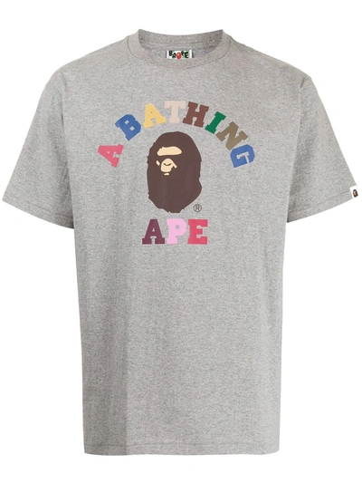 A Bathing Ape Logo-print Short-sleeved T-shirt In Grey