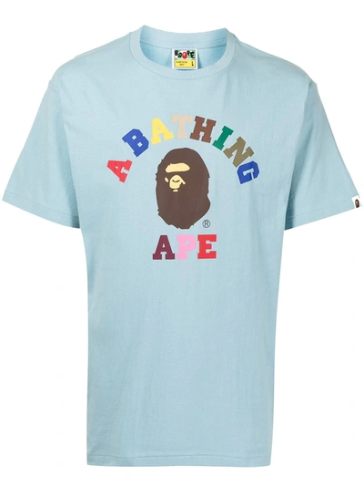 A Bathing Ape Logo印花短袖t恤 In Blue