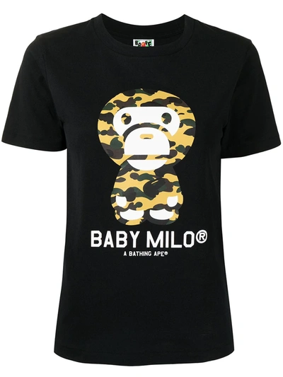 A Bathing Ape Baby Milo 迷彩t恤 In Black