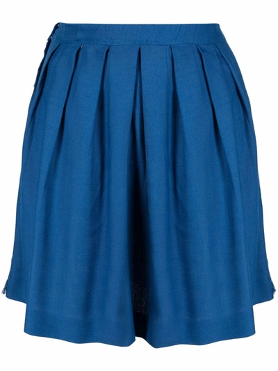 Pre-owned A.n.g.e.l.o. Vintage Cult 1950s Pleated Mini Skirt In Blue