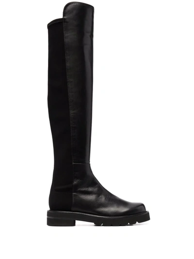 Stuart Weitzman 5050 Lift Panelled Boots In Black