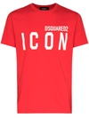 Dsquared2 Icon-printed Crewneck Short-sleeved T-shirt In Red Cotton In Rot
