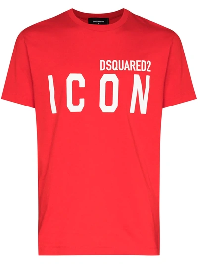 Dsquared2 Mens Red Icon Logo-print Cotton-jersey T-shirt Xl In Orange