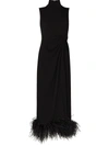 16arlington Maika Feather-embellished Sleeveless Gown In Schwarz